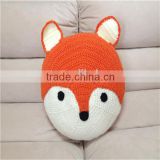 fox style cushion , animal round cushion, crochet handmade cushion