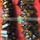 Natural Rock Tiger Eye Stone With Flashy Light Crystal Pillars Double Points