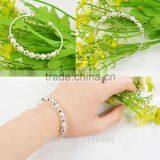 Fashion Bracelet Charm Womens Lucky Silver Cuff Bangle Jewelry Gift Plated Beads