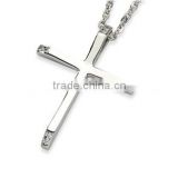 Stainless Steel Pendant - cross pendant with rhinestone tips and Gems on the edge