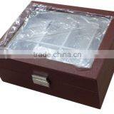 Leather Watch Box With Glass on the Top Cover for 8 Pcs thumbnail-4