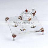 RORO Dynasty dragon enamel crystal glass tea set for home decoration