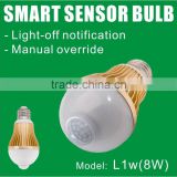 LED Light Bulb with motion sensor, Light-off notification & Manual override(Model: L1w)
