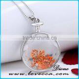 Silver Color Plating Glass Dried Flower Necklace thumbnail-2