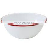 Vintage Enamelware Cereal Bowl - Solid White With Red Rim Enamel Dining Bowls thumbnail-1