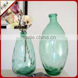 Wholesale Home Decoration Green Clear Tall Glass Vase Handmade Bubble Process Glass Flower Bottle thumbnail-1