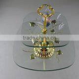 Wholesale Wedding Crystal Cake Stand With Gloden Flower thumbnail-2