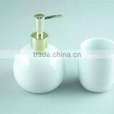 White Ceramic Bathroom Accessories Set 2 / Lotion Dispenser & Tumbler With Color Gift Box thumbnail-4