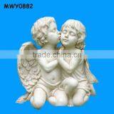 Winged Kissing Resin Boy and Girl Nude Sculpture thumbnail-1