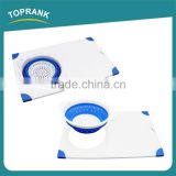 Cheap wholesale kitchen foldaway flexible plastic cutting board with foldable bowl
