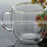 Double Walled Glass Coffee Cups With Handle thumbnail-1
