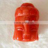 Wholesale 15-25mm Orange Buddha Head Natural Coral Pendant thumbnail-1
