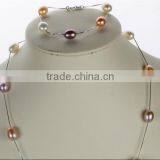 8-9mm Rice Freshwater Pearl Necklace and Bracelet Sets thumbnail-1