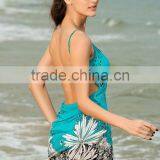 Solid Color Front Wrap Bikini Cover Ups Hot Sale Sexy Ladies Backless Beach Dress thumbnail-3