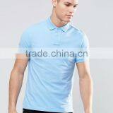 Cheapest Embroidery Logo Long Sleeve Button Placket Blue Men's 100% Cotton Pique 200g Casual Slim Fit Solid Blank Polo Shirt thumbnail-1