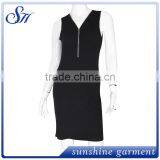 2017 Women's Black Short Seleve Tights Dress With Zipper thumbnail-1