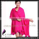 CX-B-P-42A Rabbit Fur Pom Pom Decoration Women Pashmina Scarf thumbnail-2