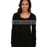 100 % Cotton European Style Plain Long Sleeve Classic Jersey Fabric Pullover Hoodie for Women thumbnail-2