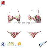 Wholesale Flower Sublimation Printed Slim Fit Bikinis Woman Swimwear