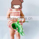 Summer Wear Cotton Clothes Simple Red Stripe Baby Romper For Newborns thumbnail-5