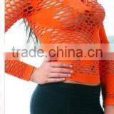 Hot Sexy Image Women Mesh Seamless Long Sleeve Tops thumbnail-1