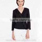 2015 New Collection Blouse 100% Polyester Dissymmetry Front Lady Blouse thumbnail-4