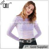 2017 OEM Sheer Minimal-femme Long Sleeves Ruched Fancy Blouse thumbnail-1