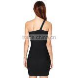 New Designer One Piece Sexy Flash Stripes Black One-shoulder Party Dress thumbnail-3