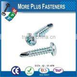 Made in Taiwan Pan Head Phillips Recess Stainless Steel Zinc Plated Zinc Finish Self Drilling Screw thumbnail-4