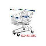 Midlle Size Supermarket Shopping Trolley With PVC , PU , TPR Caster 125L