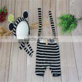 Sewn Striped Newborn Baby Bear Bonnet and Romper Set Handmade Sitter Pants Photography Props