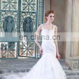 Sexy Mermaid Appliqued Sleeveless Sweetheart Neckline Open Back Lace Straps Tulle Wedding Dress 2017