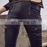 Steampunk Stretchy Vegan Leather and Fleece Lining Leggings thumbnail-5