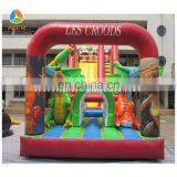 Forest Theme Inflatable Amusement Obstacle With Primitive Man Printing