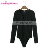 Latest Design Big Stock Dark Red Knitting Bodysuit Long Sleeves Women Sexy Jumpsuits Rompers thumbnail-3