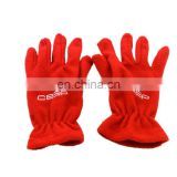 custom 100% polyester red embroidery soft fleece gloves