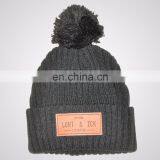Custom Knitted Pom Beanie Hat With Custom Label thumbnail-5
