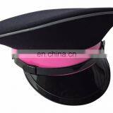 Black Peak Cap With Gray Piping and Red PU Cap Band thumbnail-1