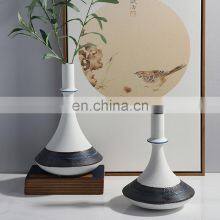 Narrow Mouth Nordic Creative Ceramic Decoration Home Black White Matt Porcelain Vase For Flower thumbnail-5
