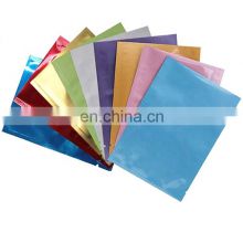Multicolor 3 Side Seal  plain Mylar Laminated Heat Seal Flat Aluminum Foil Food Packaging Bags With Tear Notch