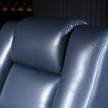 Modern Style Real Leather Home Theater OKIN Motor Cinema Recliner Sofa With Power Headrest and Oak Tray Table thumbnail-4