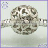 925 Sterling Silver Filigree Heart Bead for European Bracelet thumbnail-1