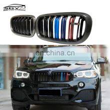 X5 X6 Upgrade X5M X6M Replacement 3-Color Or No-Color 2-Line Carbon Fiber Front Grill For BMW F15 X5 F16 X6