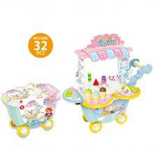 Kitchen Chief Toys Fast Food Role Play Cooking Game Trolley Plastic Cutlery Cart thumbnail-3