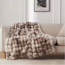 Heavy Luxury Thickened No Shedding Rabbit Faux Fur Blanket for Winter Beds Bubble Blankets Weighted Throw Blanket