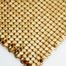 Mesh Chain Mail Curtains Industry Supply Colorful Soft Metal Decorative Aluminum Cloth Fabric Sequin Gold Anodized Modern Window thumbnail-3