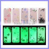 Ultra-Slim Glow In the Dark Mobile Phone Cases Luminous Plastic TPU Back Butterfly Flower Case for IPhone 6S 5 Plus thumbnail-1