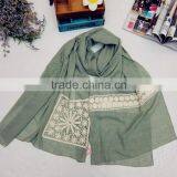 2016 New Large Plain Embroidery Cotton Linen Ladies Fashion Scarves thumbnail-3