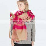 New Style Korea Fashion Woman Winter Tassel Plaid Acrylic Shawl thumbnail-1