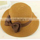 Fashion Girl Bow Wide Summer Large Brim straw hats wholesalers Cap